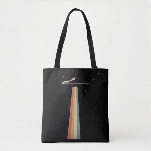 UFO Alien Abduction Retro Spaceship Tote Bag (Voorkant)