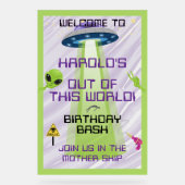 UFO Alien Any Age Birthday Welcome Acryl Bord (Voorkant)