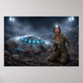UFO Alien Archeologist Digging Site Paranormal Poster (Voorkant)