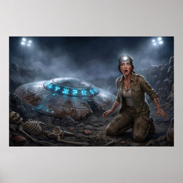 UFO Alien Archeoloog Opgravingslocatie Paranormaal Poster