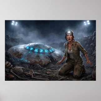 UFO Alien Archeoloog Opgravingslocatie Paranormaal Poster