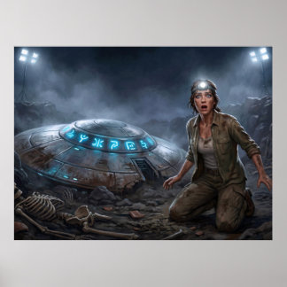 UFO Alien Archeoloog Opgravingslocatie Paranormaal Poster