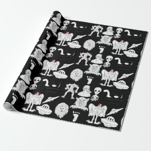 UFO, Alien, Bigfoot Cryptid Birthday Cadeaupapier