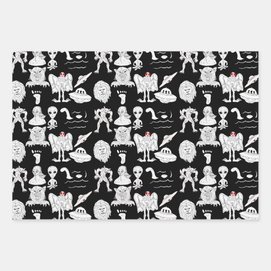 UFO, Alien, Bigfoot, Mothman, Dogman, Cryptids Inpakpapier Vel (Voorkant 3)