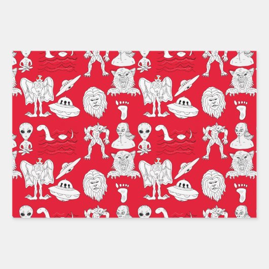 UFO, Alien, Bigfoot, Mothman, Dogman, Cryptids Inpakpapier Vel (Voorkant 2)