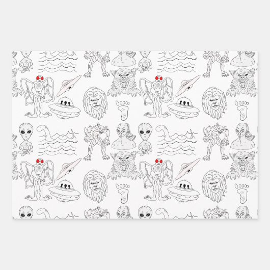UFO, Alien, Bigfoot, Mothman, Dogman, Cryptids Inpakpapier Vel (Voorkant)