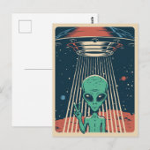 UFO Alien Briefkaart (Voorkant / Achterkant)