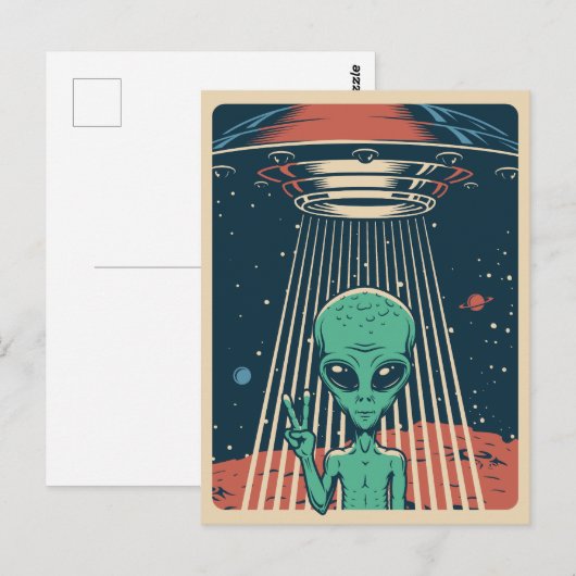 UFO Alien Briefkaart (Voorkant / Achterkant)