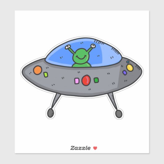 UFO ALIEN DIE CUT CAR DECAL STICKER (Vel)