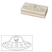 UFO Alien Flying Saucer Rubber Stamp Rubberstempel (Gestempeld)