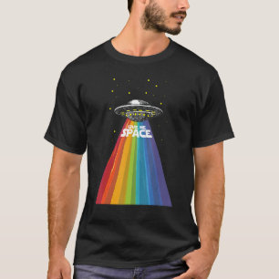 Ufo Alien Gay Pride Rainbow Space Ship Funny Lgbt T-shirt