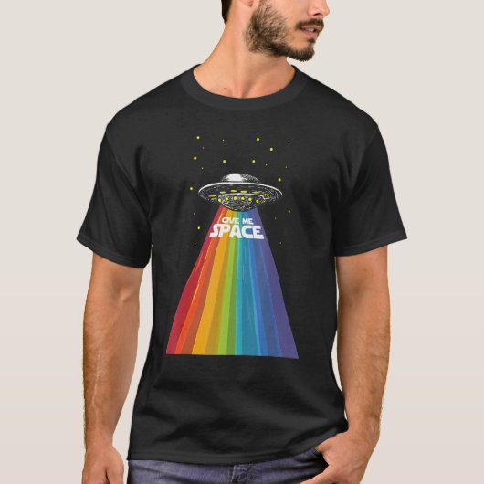 Ufo Alien Gay Pride Rainbow Space Ship Funny Lgbt T-shirt (Voorkant)