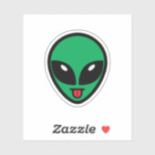 UFO Alien Green Head Sticker (Vel)