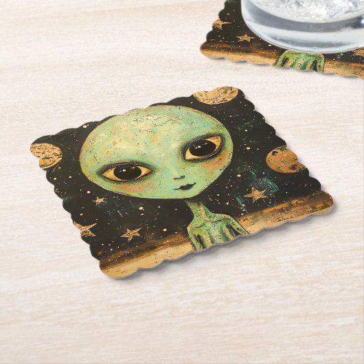 UFO Alien Kartonnen Onderzetters (Gebogen)