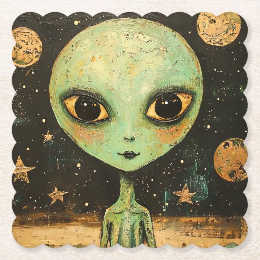 UFO Alien Kartonnen Onderzetters (Voorkant)