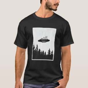 UFO Alien Kat Humor Niet Scherp Vliegende Schotel  T-shirt