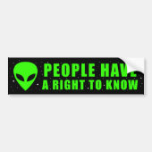 UFO/ALIEN Mensen hebben het recht om te weten Bumpersticker (Voorkant)