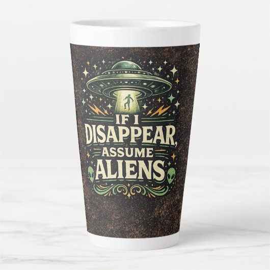 UFO Alien Ontvoering Humor Latte Mok (Voorkant)