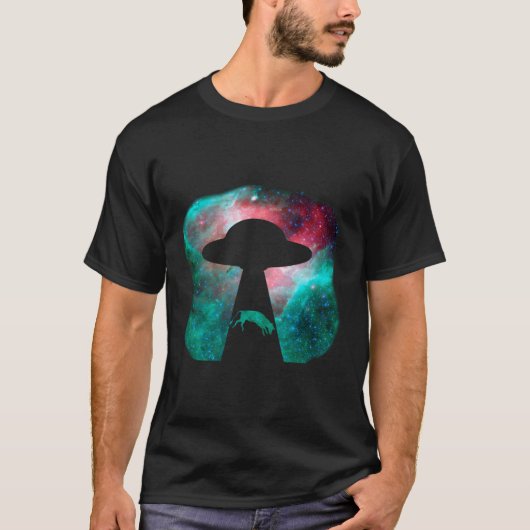 UFO Alien Ontvoering Koe Hoodie Grappig Vliegende  T-shirt (Voorkant)
