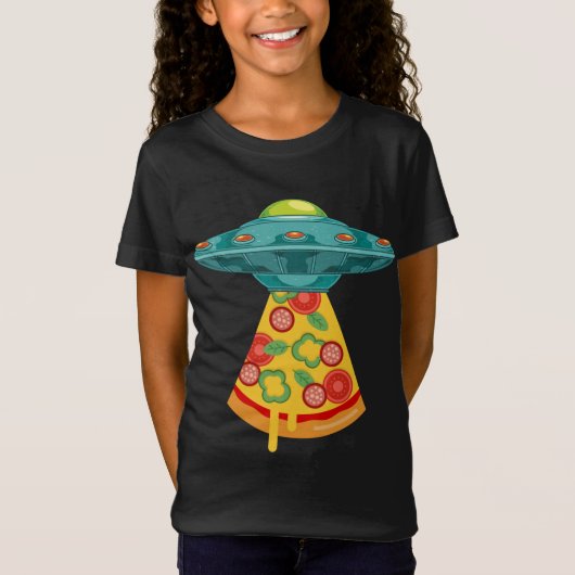 UFO Alien Ontvoering Pizza Fast Food Lover Sci Fi  T-shirt (Voorkant)