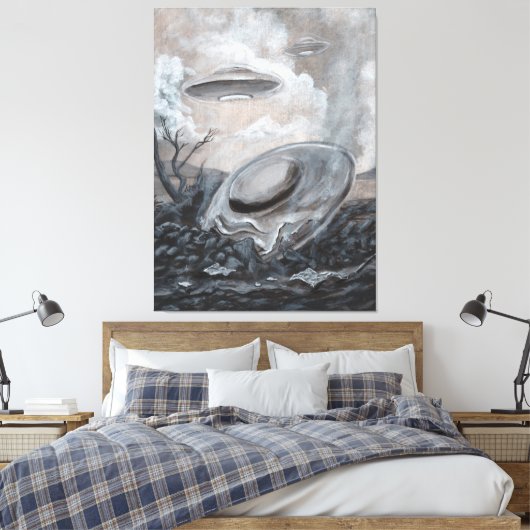 UFO, Alien, Roswell Crash Canvas Afdruk (Insitu (Slaapkamer))