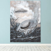 UFO, Alien, Roswell Crash Canvas Afdruk (Insitu (Houten vloer))