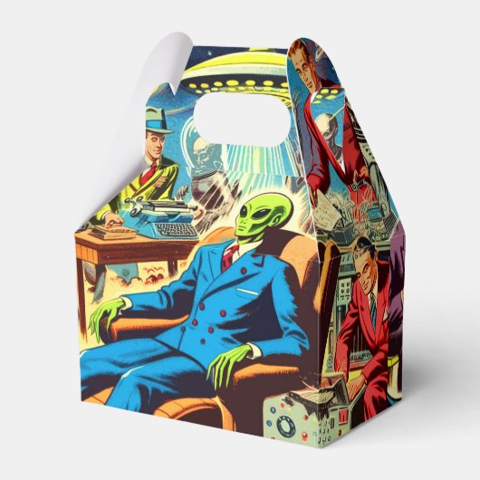 UFO Alien Sci-Fi Retro Comics Bedankdoosjes (Voorkant Zijde)