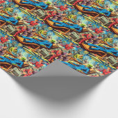 UFO Alien Sci-Fi Retro Comics Cadeaupapier (Hoek)