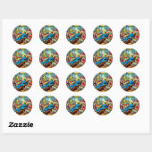UFO Alien Sci-Fi Retro Comics Ronde Sticker (Vel)