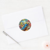 UFO Alien Sci-Fi Retro Comics Ronde Sticker (Envelop)