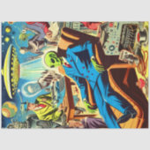 UFO Alien Sci-Fi Retro Comics Tissuepapier (Voorkant)
