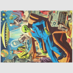UFO Alien Sci-Fi Retro Comics Tissuepapier