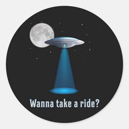 Ufo Alien Science Fiction Space Sci-Fi Funny Gift Ronde Sticker (Voorkant)