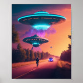 UFO Alien Space Digitale Posters & kunst aan de mu (Voorkant)