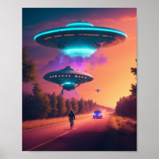 UFO Alien Space Digitale Posters & kunst aan de mu