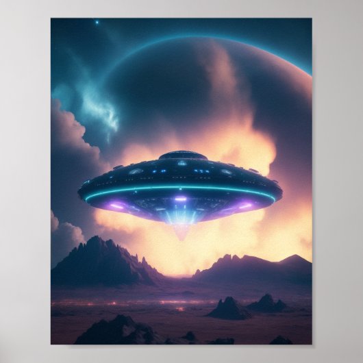 UFO Alien Space Digitale Posters & kunst aan de mu (Voorkant)