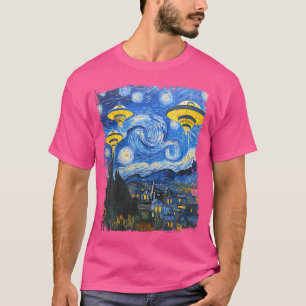 Ufo Alien Sterrennacht Van Gogh Mannen Vrouwen Kin T-shirt