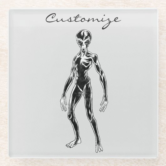 UFO Alien Thunder_Cove Glazen Onderzetter (Voorkant)