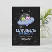 UFO Alien verjaardagsfeestje Outer Space verjaarda Kaart (Staand voorkant)
