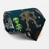 UFO Aliens Chupacabra Bigfoot Cryptids Stropdas (Opgerold)