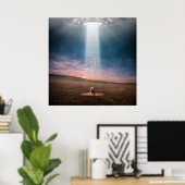Ufo Aliens Landscape Evening Abduction Space Hoesj Poster (Thuiskantoor)