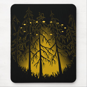 UFO Art Mousepad Flying Saucer w Owl Art Mousepad Muismat