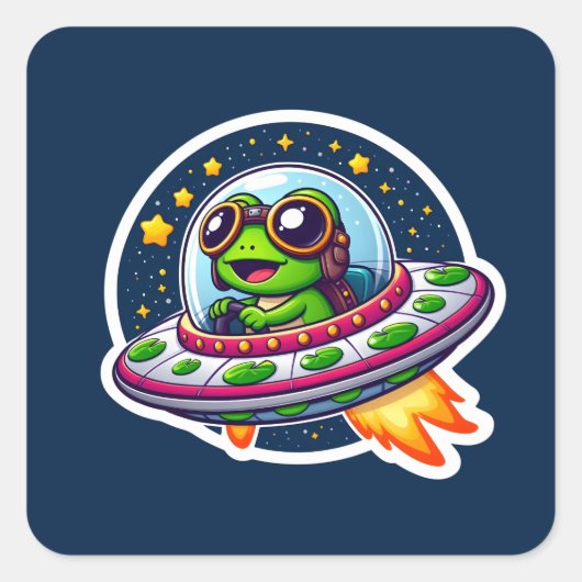 UFO Baby Frog Vierkante Sticker (Voorkant)
