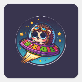 UFO Baby Hedgehog Vierkante Sticker