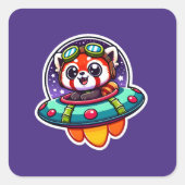 UFO Baby Red Panda Vierkante Sticker (Voorkant)
