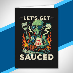 UFO BBQ Grill Picknick Laten we Saucy Worden Grapp Kaart