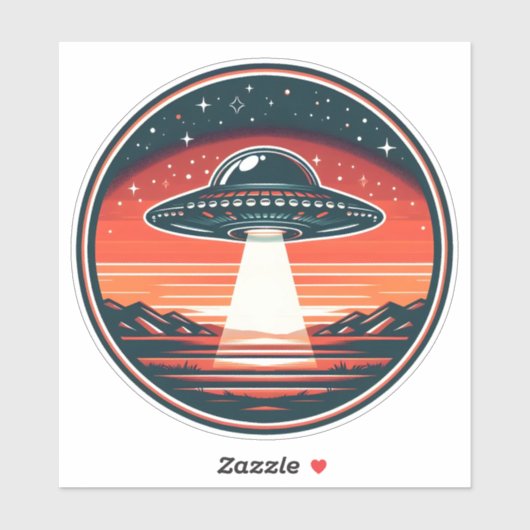 ufo bij Red Sunset Sticker (Vel)