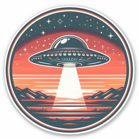  ufo bij Red Sunset Sticker (Voorkant)