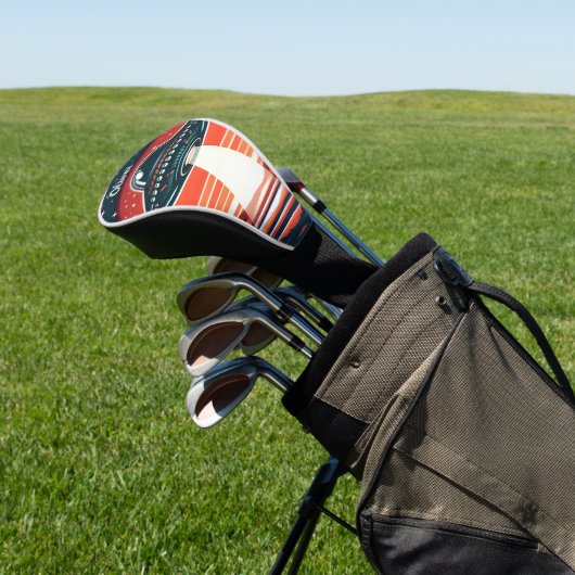  ufo bij rode zonsondergang gepersonaliseerd golfheadcover (Insitu)