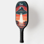  ufo bij rode zonsondergang gepersonaliseerd pickleball paddle (Links)